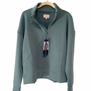 INFINITY Linear Flex Women's Teal Quarter-Zip Scuba Sweatshirt - Large